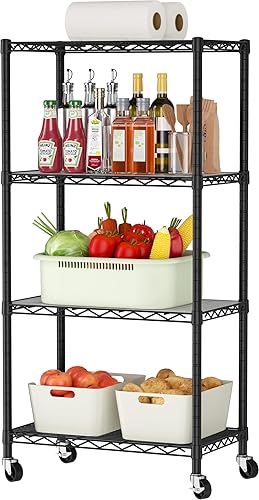 Miniatura 21 de Estantería pequeña de 5 niveles de alambre de almacenamiento, estante de metal, organizadores ajustables, estantes de almacenamiento con ruedas para