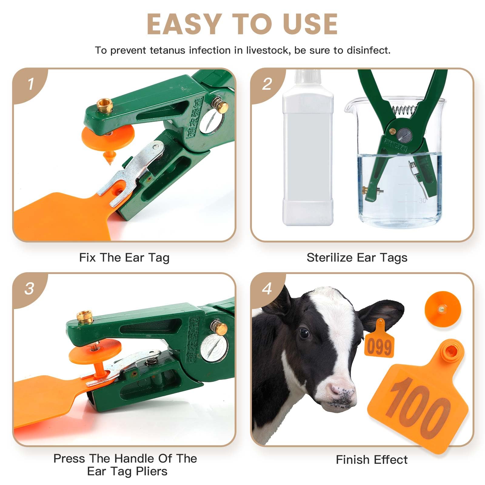 Etichette per orecchie per bestiame grandi dimensioni plastica 001-100 identificative mucca pecora capra