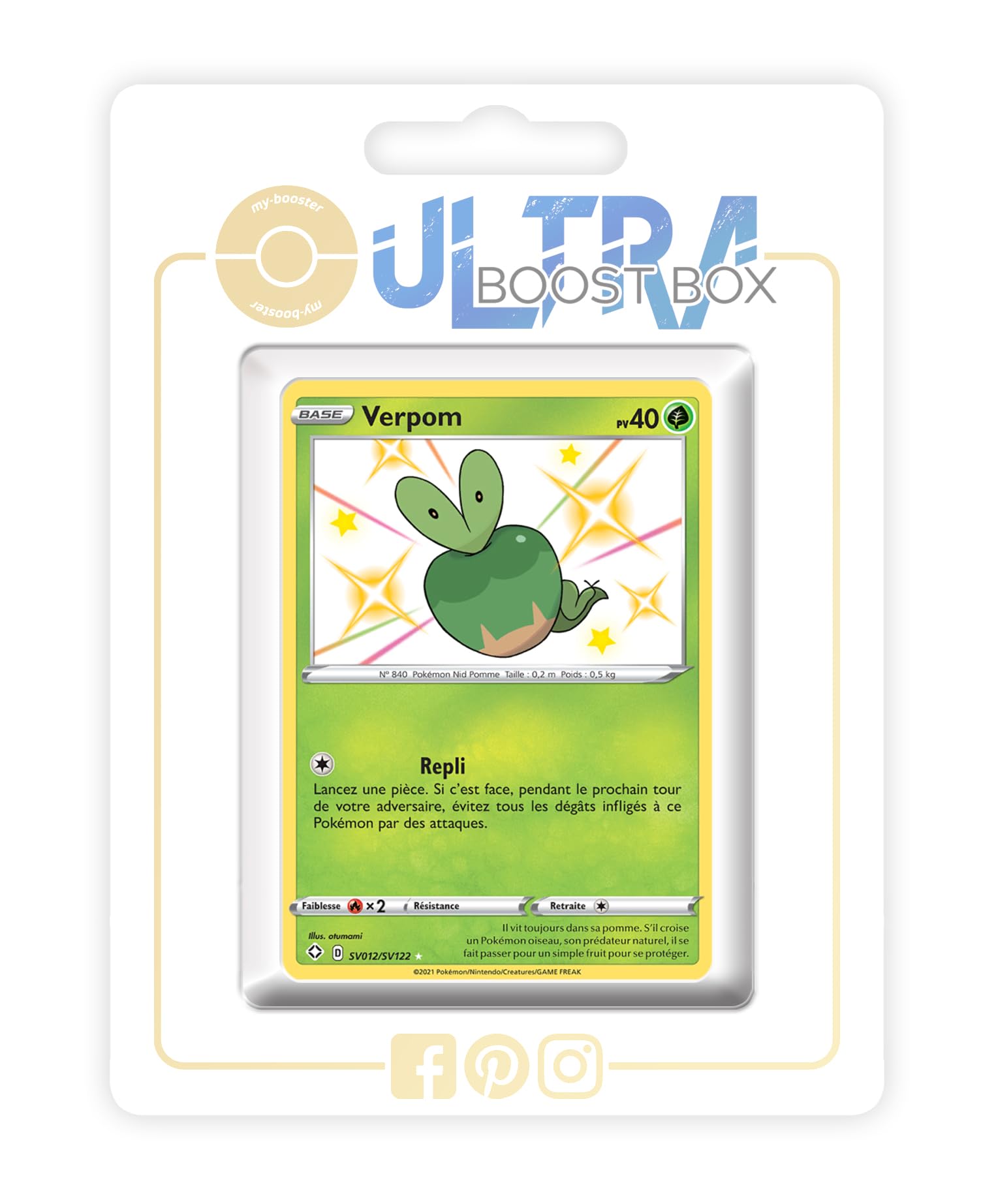 my-booster Verpom (Applin) SV012/SV122 Cromatico Secreto X Écarlate et Violet 4.5 Destinées Radieuses - Box di 10 carte Pokémon Francese