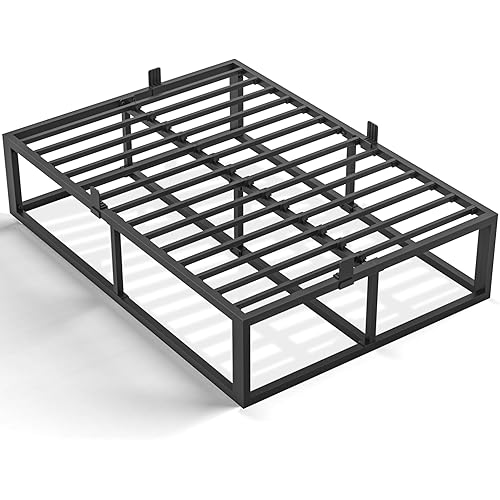 18 Inch King Bed Frame with Steel Slat Support,Heavy Duty Metal Platform Bed Frame King Size Mattress Foundation,No Box Spring Needed,Easy Assembly,Noise Free,Black