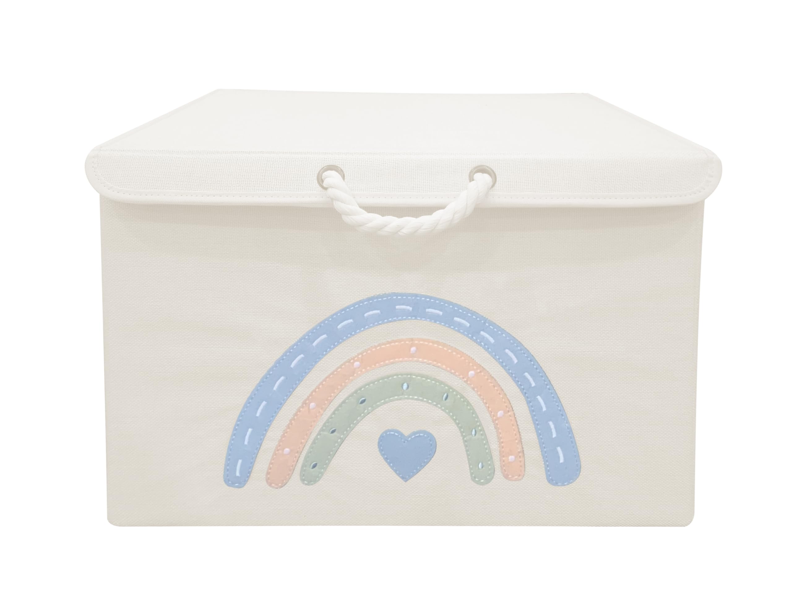 MillyBeas Faltbare Spielzeugkiste für Kinder mit Deckel und Griffen - Großer Stoffspielzeugkasten/Truhe/Behälter für Kinder, Spielzimmer für Kleinkinder und Babykrippe - 66L (Regenbogen)