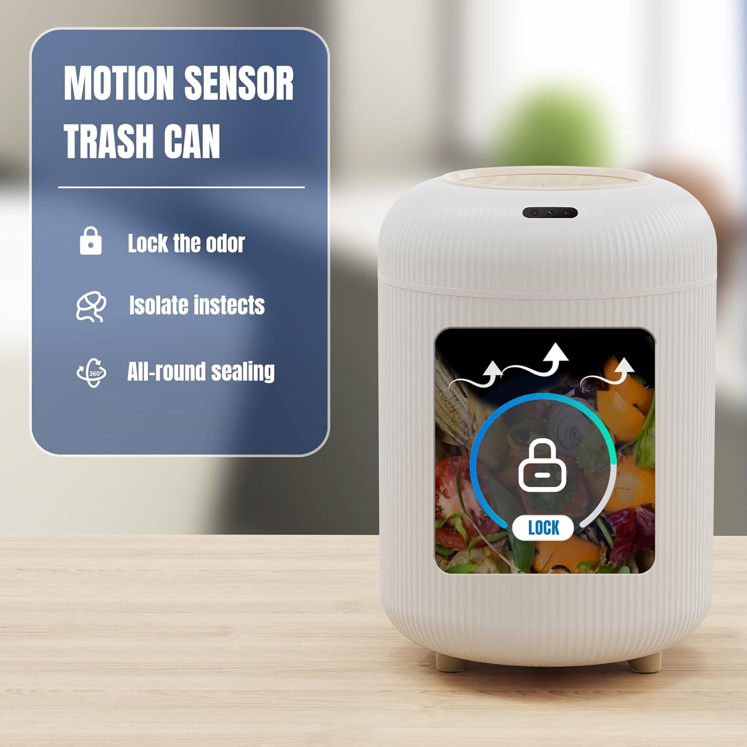 stonespace Bathroom Trash Can Automatic Touchless, Motion Sensor Trash Can with Lid, Small Garbage Can for Toilet, Bedroom, Living Room, Office, 3 Gallon, White