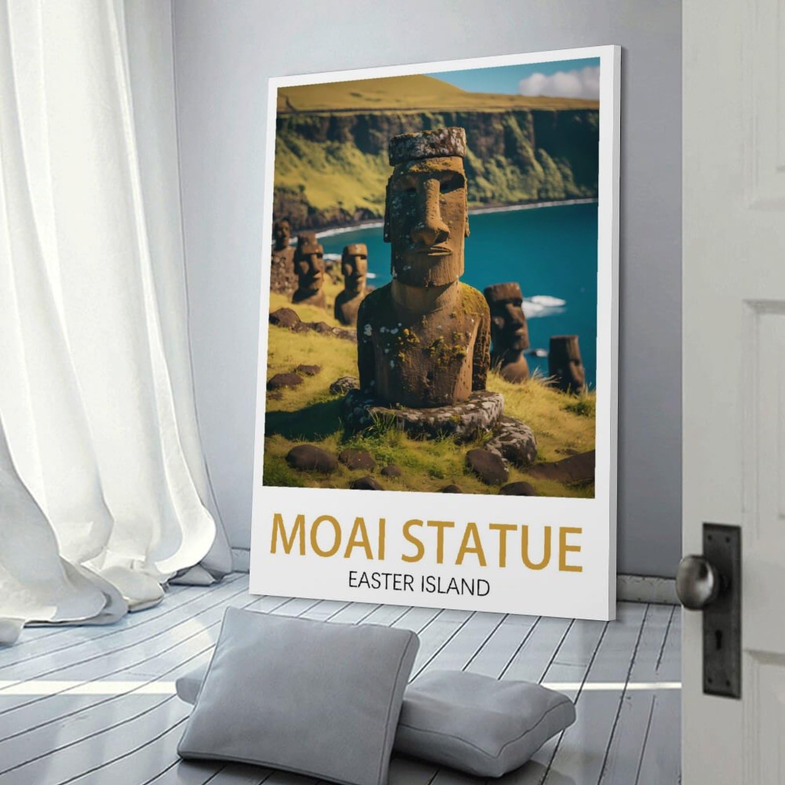 PuPLuM Moai Statue Osterinsel Vintage-Reiseposter Leinwand 50 x 75 cm Wandkunst