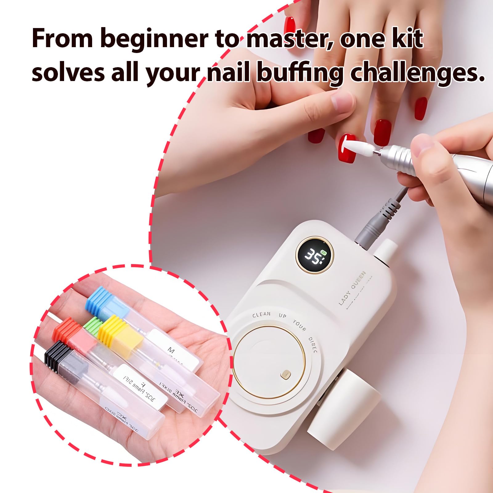 Set Profesional de 5 Brocas de Cerámica para Manicura y Pedicura: Precisión y Durabilidad para Uñas Naturales y Acrílicas, Compatible con Taladros Eléctricos de Uso Doméstico y Profesional
