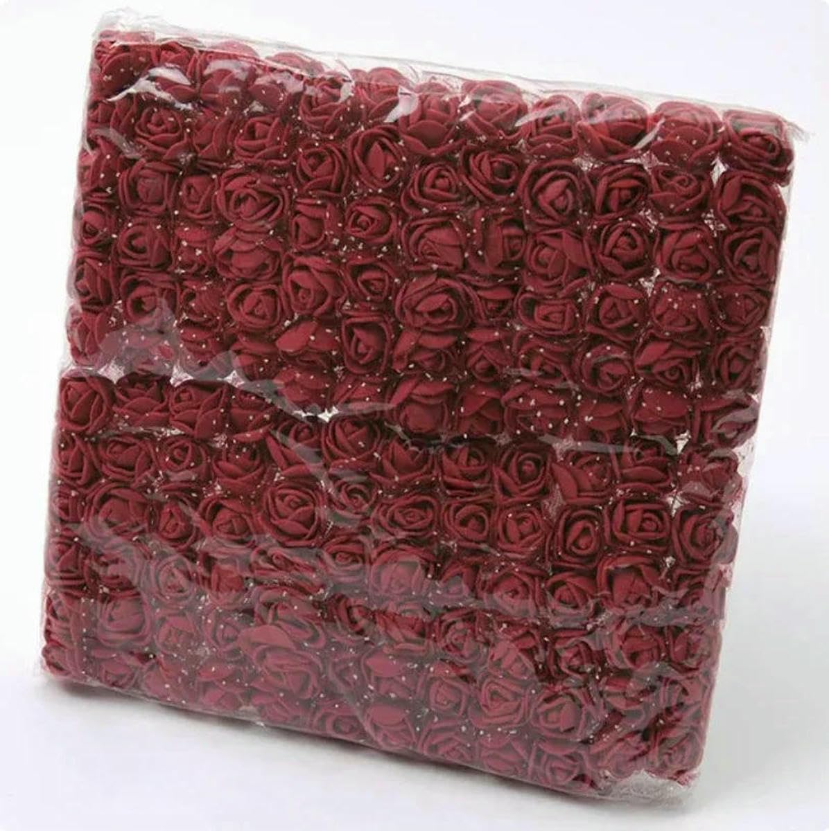 AYHTUD Wreath Mini Flowers 144pcs 2cm Foam Artificial Rose Flower Heads for Wedding Party Home Decoration Scrapbooking Craft-144 burgundy