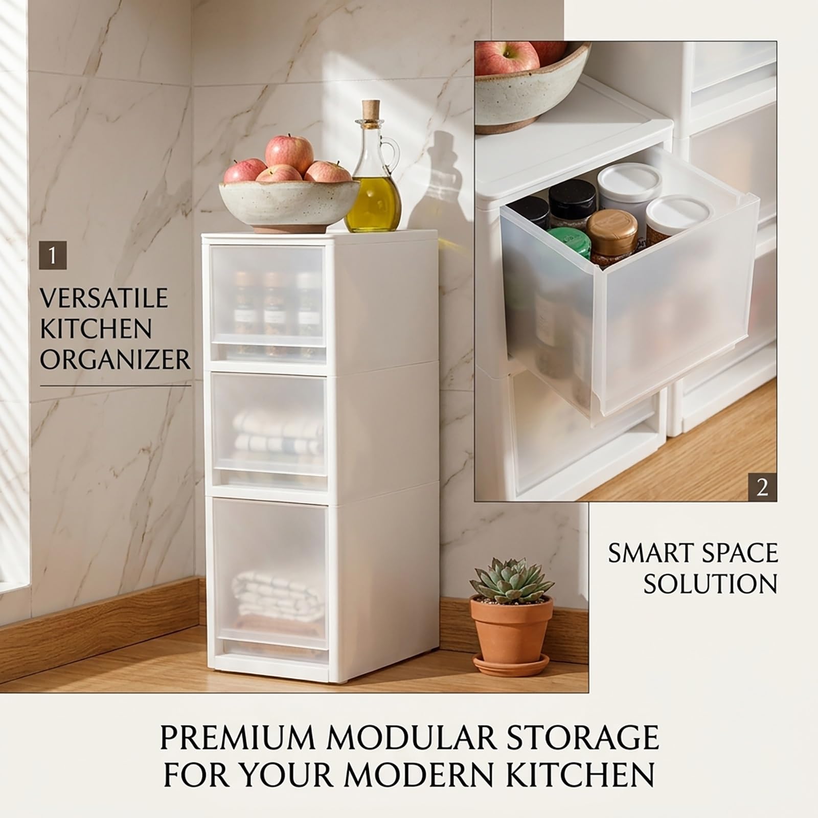Carrito de almacenamiento delgado con ruedas ocultas, estantes estrechos deslizantes, no necesita montaje, organizador para cocina, baño, lavandería (45,5 x 18 x 77 cm)
