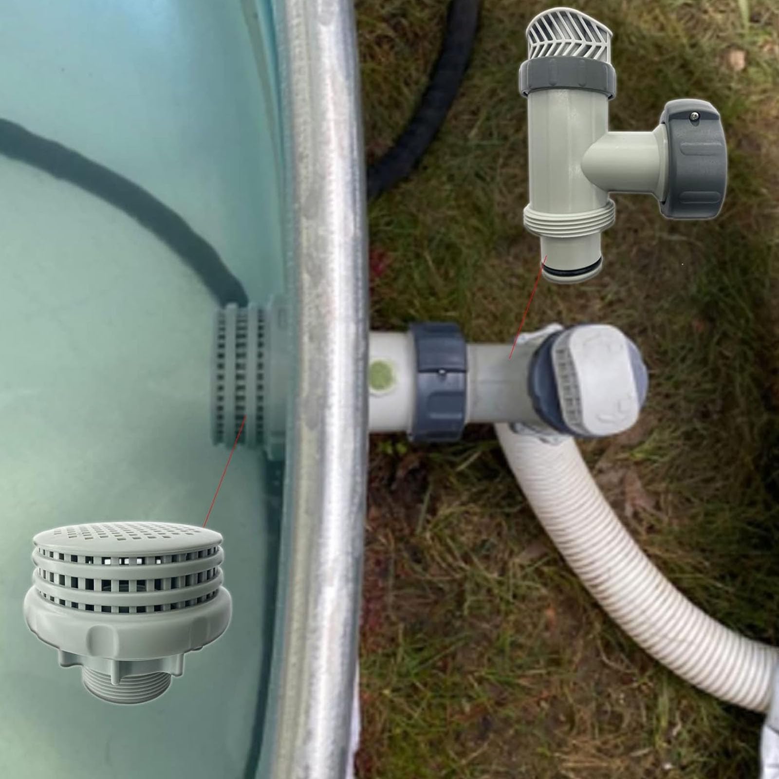 Juego de válvulas divididas y filtro para gestión del agua de la piscina, válvulas de piscina sin fugas, émbolo, filtro de agua dividido