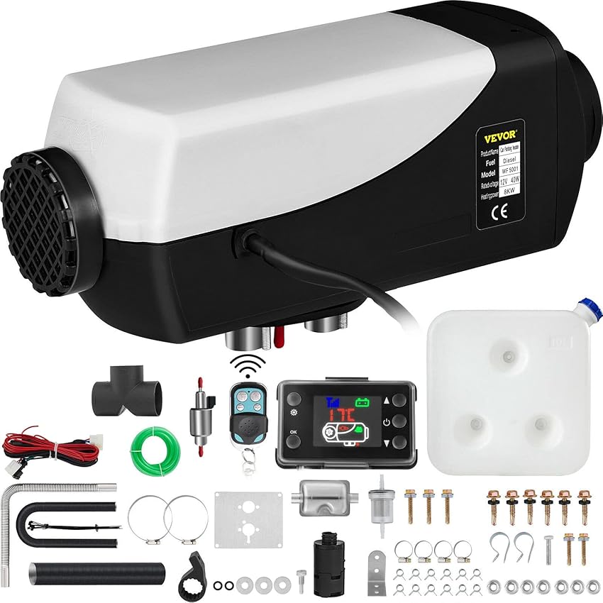 VEVOR Riscaldatore a Gasolio 12V 8KW Riscaldatore Diesel da Parcheggio con LCD e Telecomando, Basso Consumo Energetico, Perfetto per Camper,Macchine,Camion,Barche,Autobus