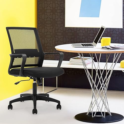 Miniatura 2 de Silla de oficina silla ergonómica de escritorio de malla con respaldo medio silla de malla giratoria de altura ajustable silla de computadora con