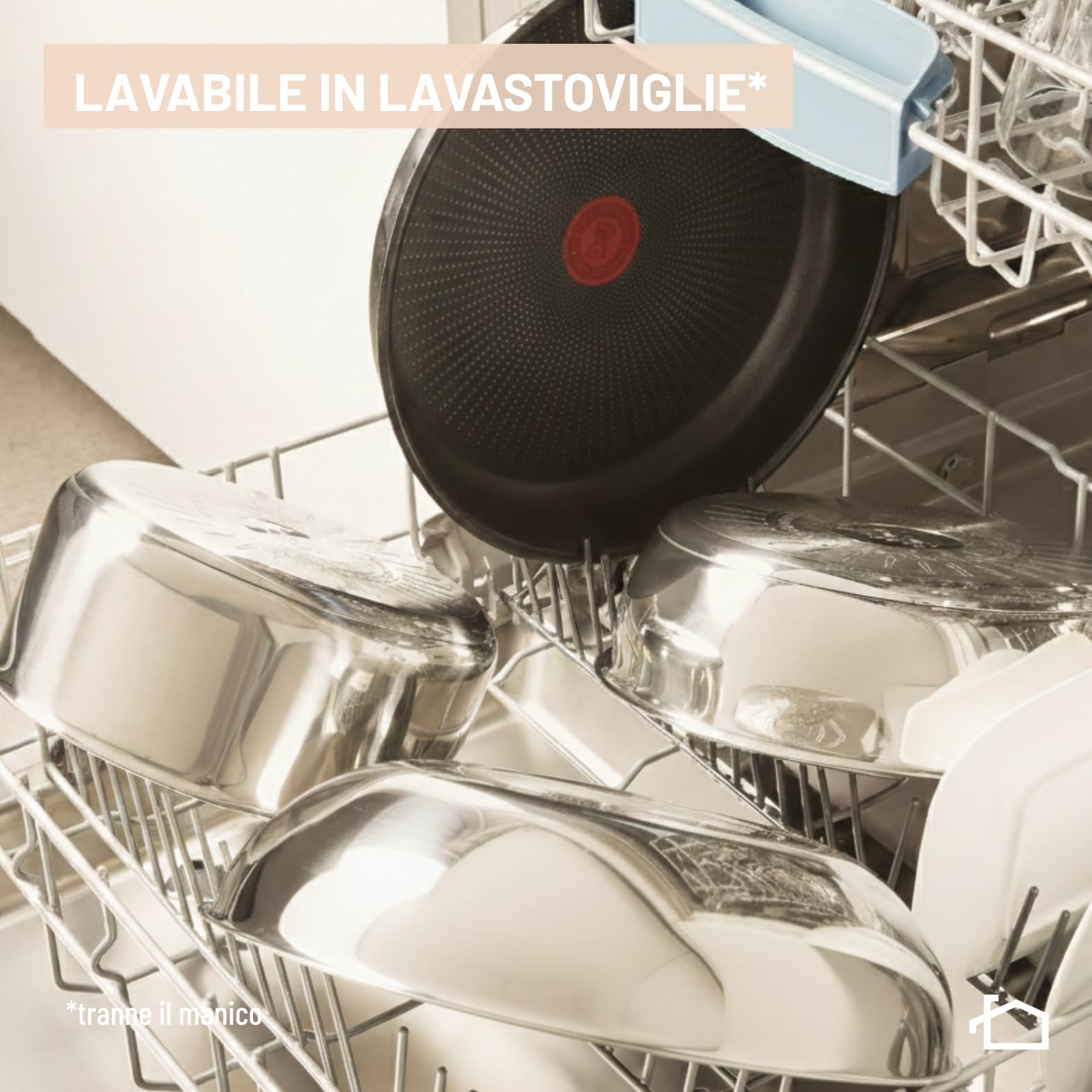 Lagostina Ingenio Inox, Set 3 Pezzi, Padelle in Acciaio Inox da 24 cm e 28 cm, Rivestimento Antiaderente, Manico Rimovibile, Salvaspazio, Adatto a Tutte le Fonti di Calore, Inclusa Induzione