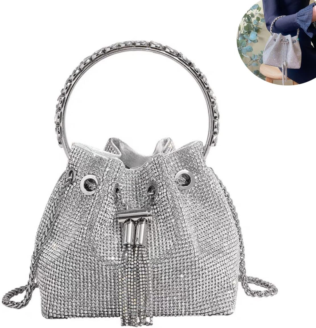 Sparkling Women's Evening Handbags Rhinestone Purse Crossbody Bag Wedding Prom Party Club Purses