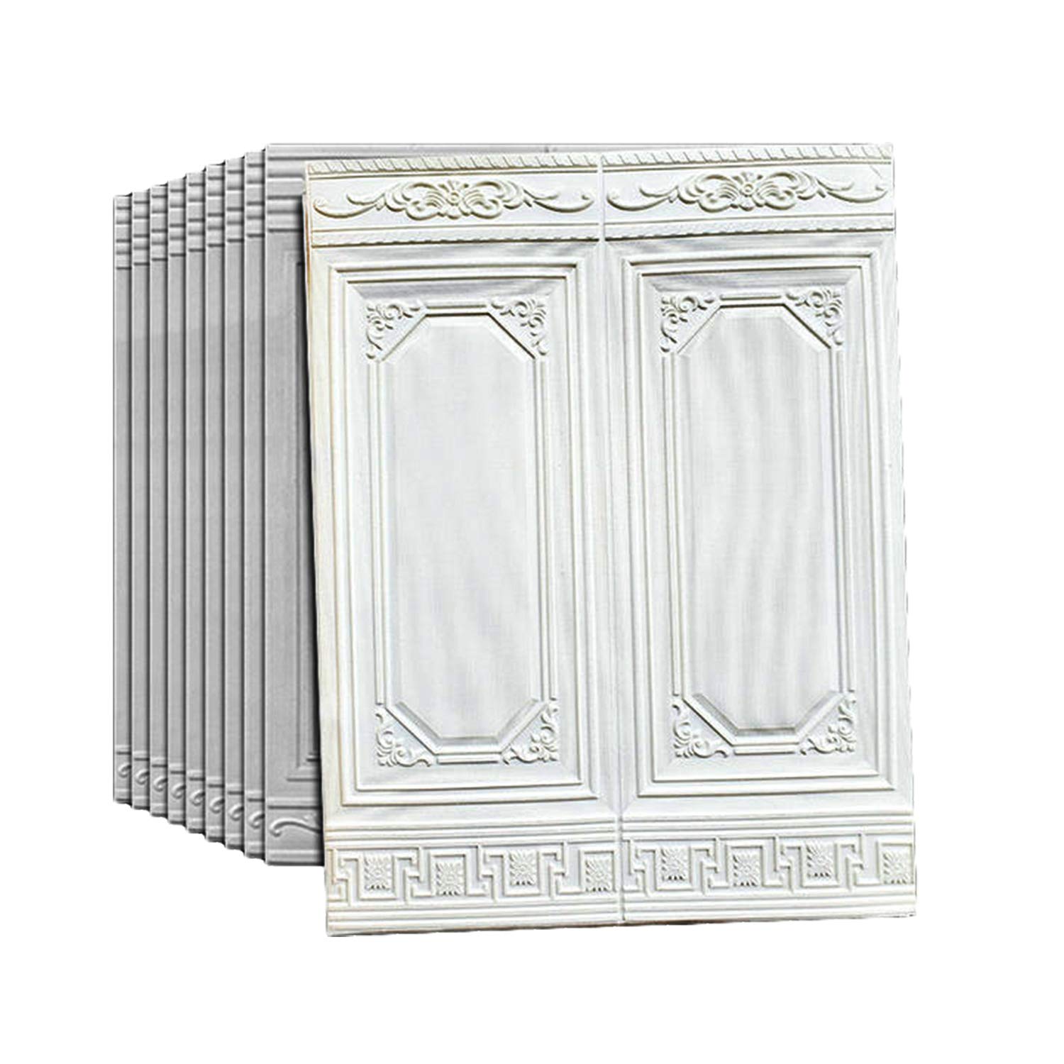 GUEES 3D Dado Modern Simplicity Waterproof Self-Adhesive Peel and Stick Wallpaper for Living Room Bedroom Background Store Ceiling Wall Decoration (10 PCS),A