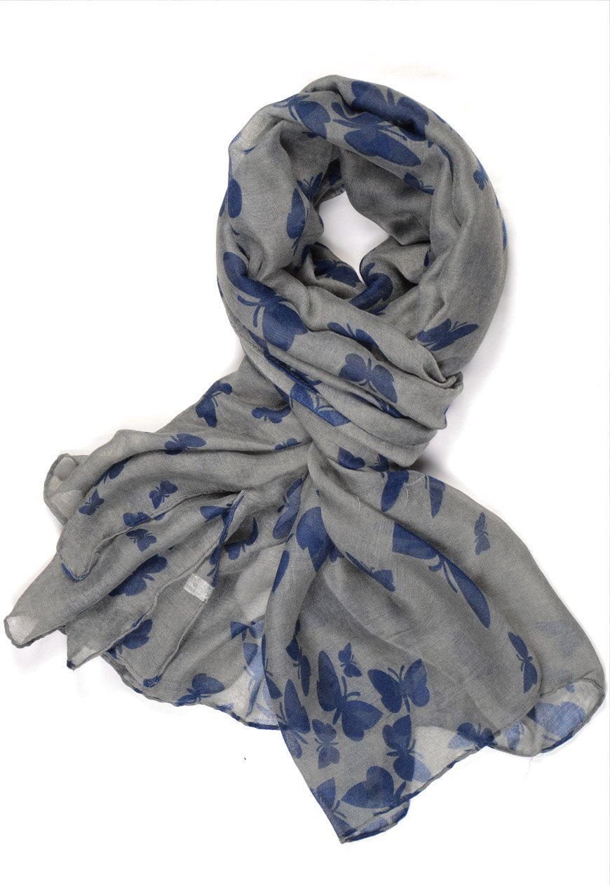 Butterfly Print Winter Scarf (Grey)