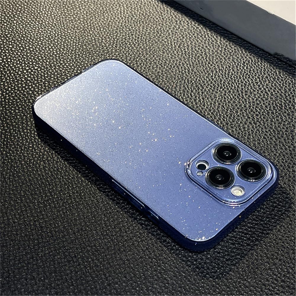 Coque de luxe à paillettes pour iPhone 17 Pro Max en silicone bleu sierra
