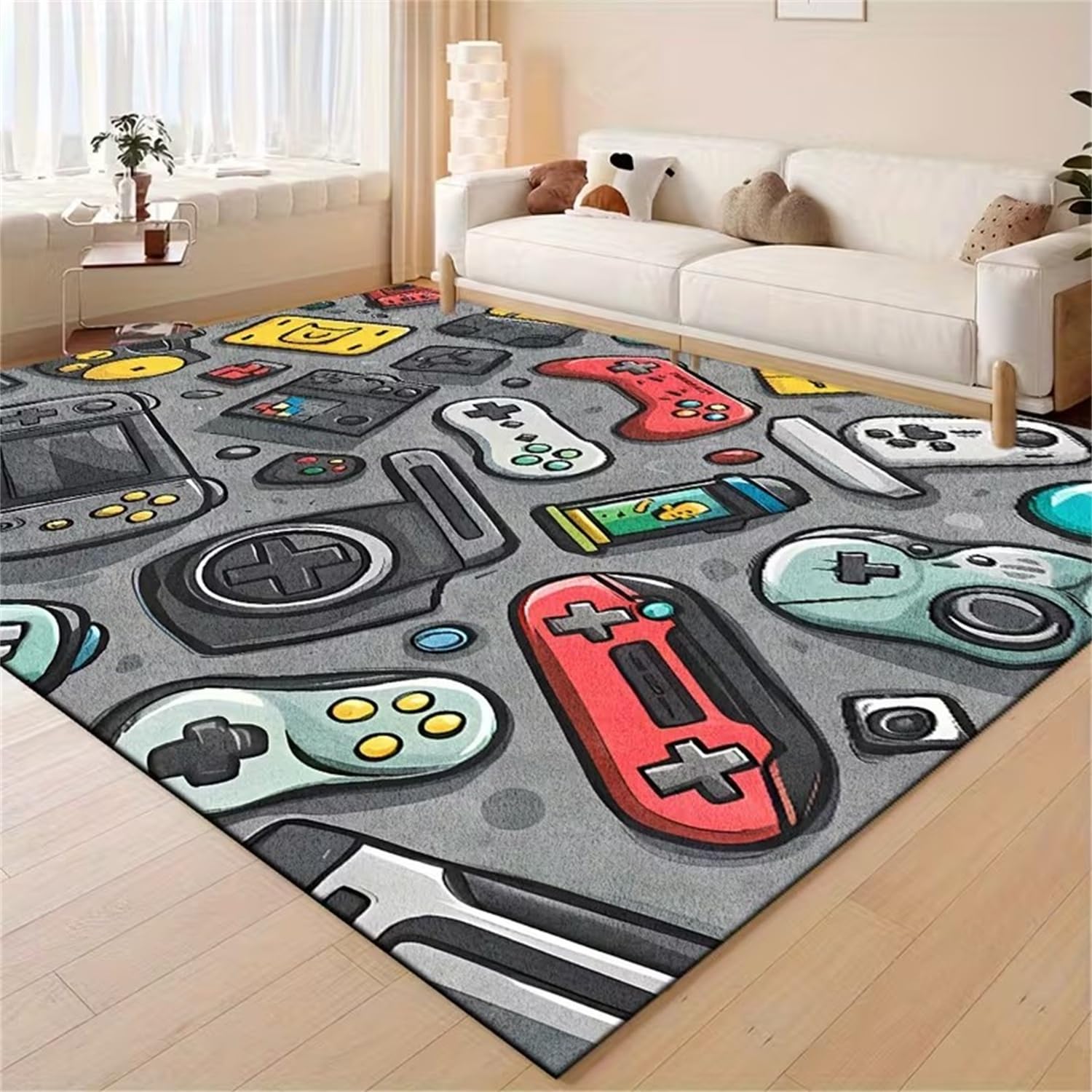 USHIRUG Retro Game Controller Area Rug, 180x300cm Classic Game Controller Player Room Large Area Carpet for Game Room Children's Room Decor Non-Slip 3D Printed Gaming Rugs, Bedroom Decor Accessories