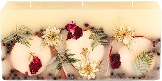 Rosy Rings Botanical Large Brick Candle, 3 Wicks, 160 Hour Burn Time, Long Lasting Home Fragrance Decor 12.75" (Spicy Apple)