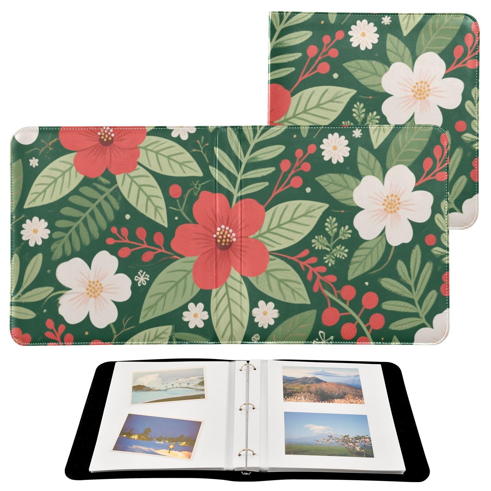 Photo Album 4x6, 5x7,6x8,Artificial Leather Photo Albums with 20 Detachable Sheets Plant Print for Family Wedding,Multi 9