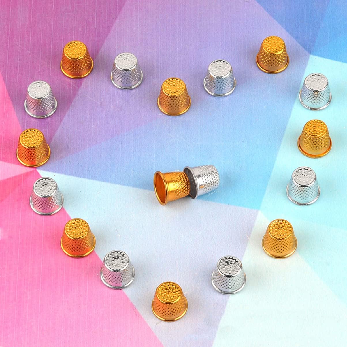 Holibanna 50pcs Silver Sewing Thimbles Adjustable Size Finger Protectors for DIY Crafts Home Sewing and Quilting Supplies