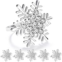 Vista 34 de ZeeDix Juego de 8 servilleteros de copos de nieve dorados de Navidad, anillos de servilletas para mesa de comedor, decoración de mesas rústicas