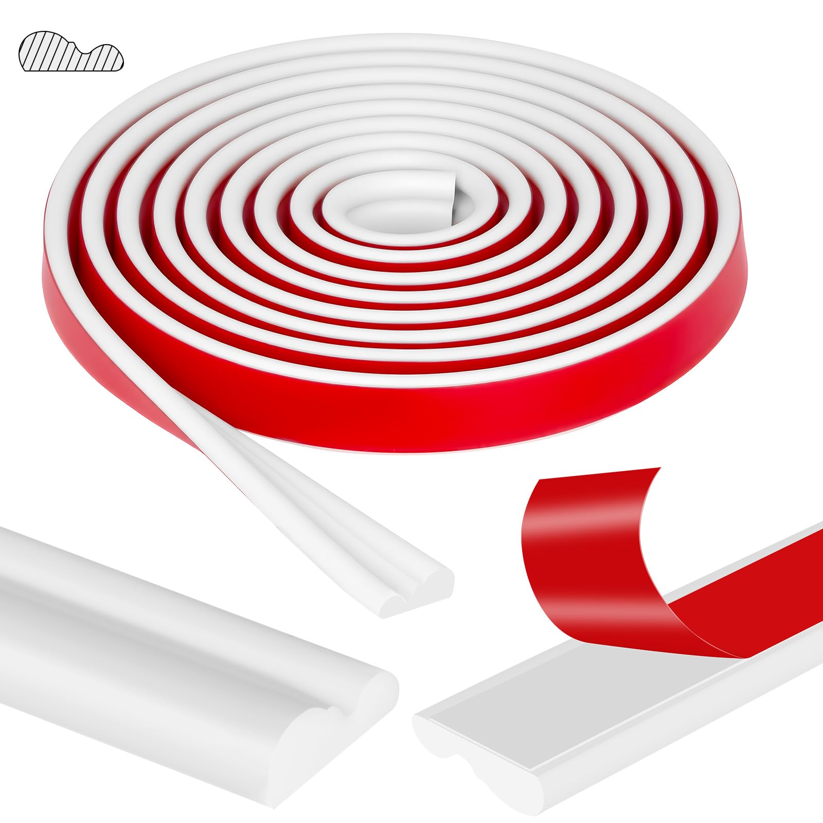 Listones Autoadhesivos para Decoración de Pared, 2.2cm x 3m, Molduras Decorativas Flexibles para Paredes Molduras, para Decoración DIY, Kits de Moldura Adhesiva para Rodapies Zocalos,Blanco