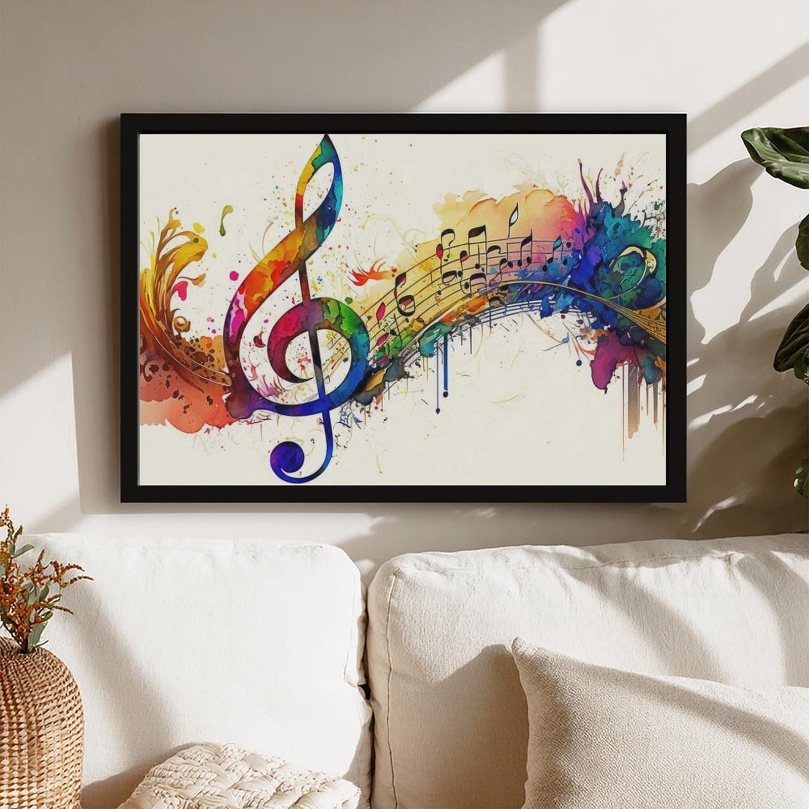 Musica da parete con note musicali, poster su tela, decorazione per camera da letto, ufficio, stanza, regalo, 61 cm L x 91,4 cm W