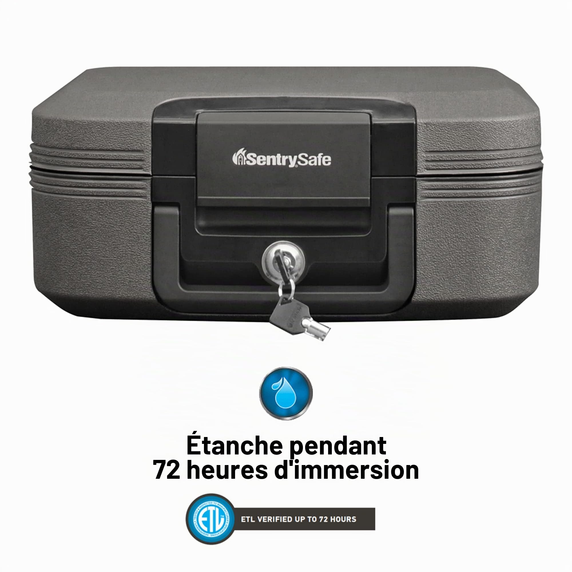 SentrySafe CFW20201 Coffre-Fort résistant au feu et étanche avec Serrure à clé, poignée de Transport pour Voyage, 0,008 m³, 16,8 x 39,1 x 36,3 cm, Gris foncé