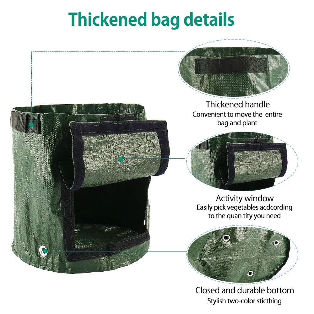Bolsas de cultivo de patatas de 10 galones, sacos de plantación transpirables duraderos con solapa y asas para jardinería de verduras y frutas al aire libre, incluye 2 paquetes