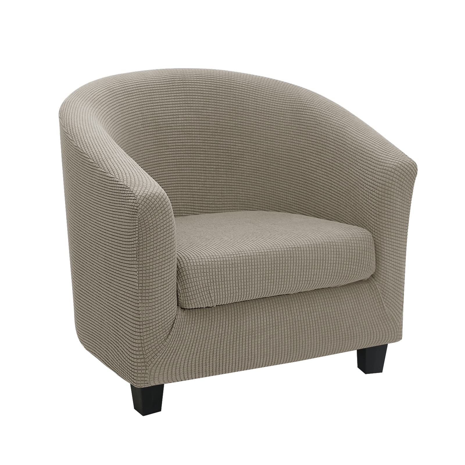 Funda elástica jacquard para sillón club con protector de cojín café