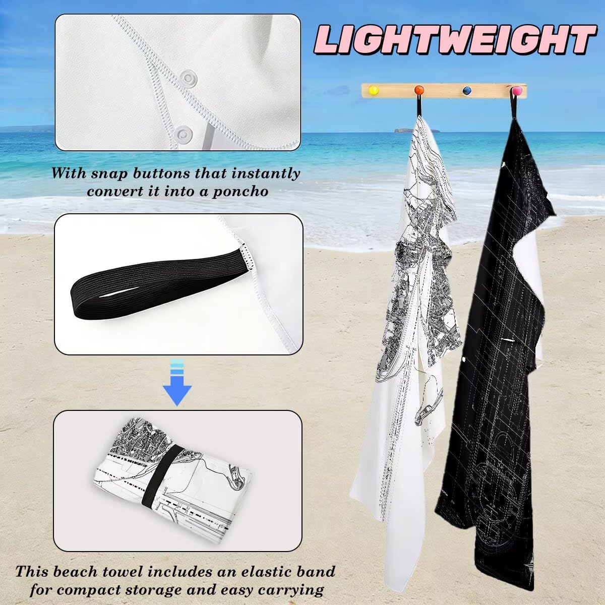 Toalla Playa 80x160 cm, Toalla Gimnasio Microfibra Secado Rapido, Juego de 2 Antiarena Toallas de Playa, Ligera Compacta Toallas Microfibra Grande para Viaje, Regalo Hombre Mujer (Paisaje) -4155