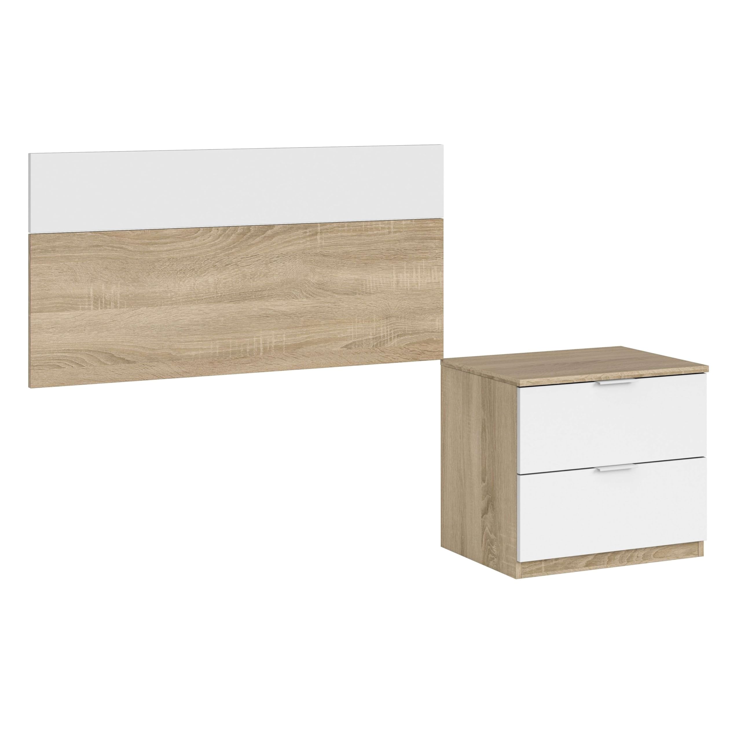 Miroytengo Pack Muebles Dormitorio Juvenil Luca Blanco Roble Canadian Armario Cabecero Mesita Escritorio Opcional