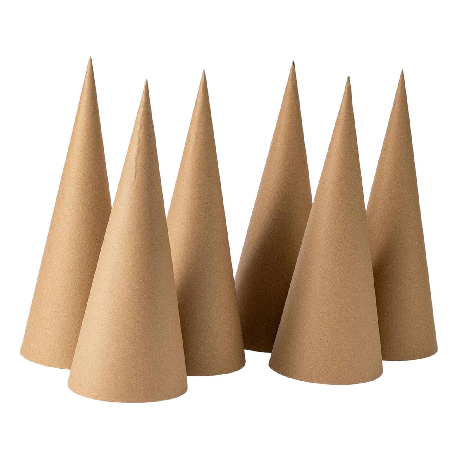 predolo 6 pezzi di coni di cartapesta, coni di cartone, versatili decorazioni artistiche per l'albero di Natale, per lavori artigianali, per decorare e, 25 Cm