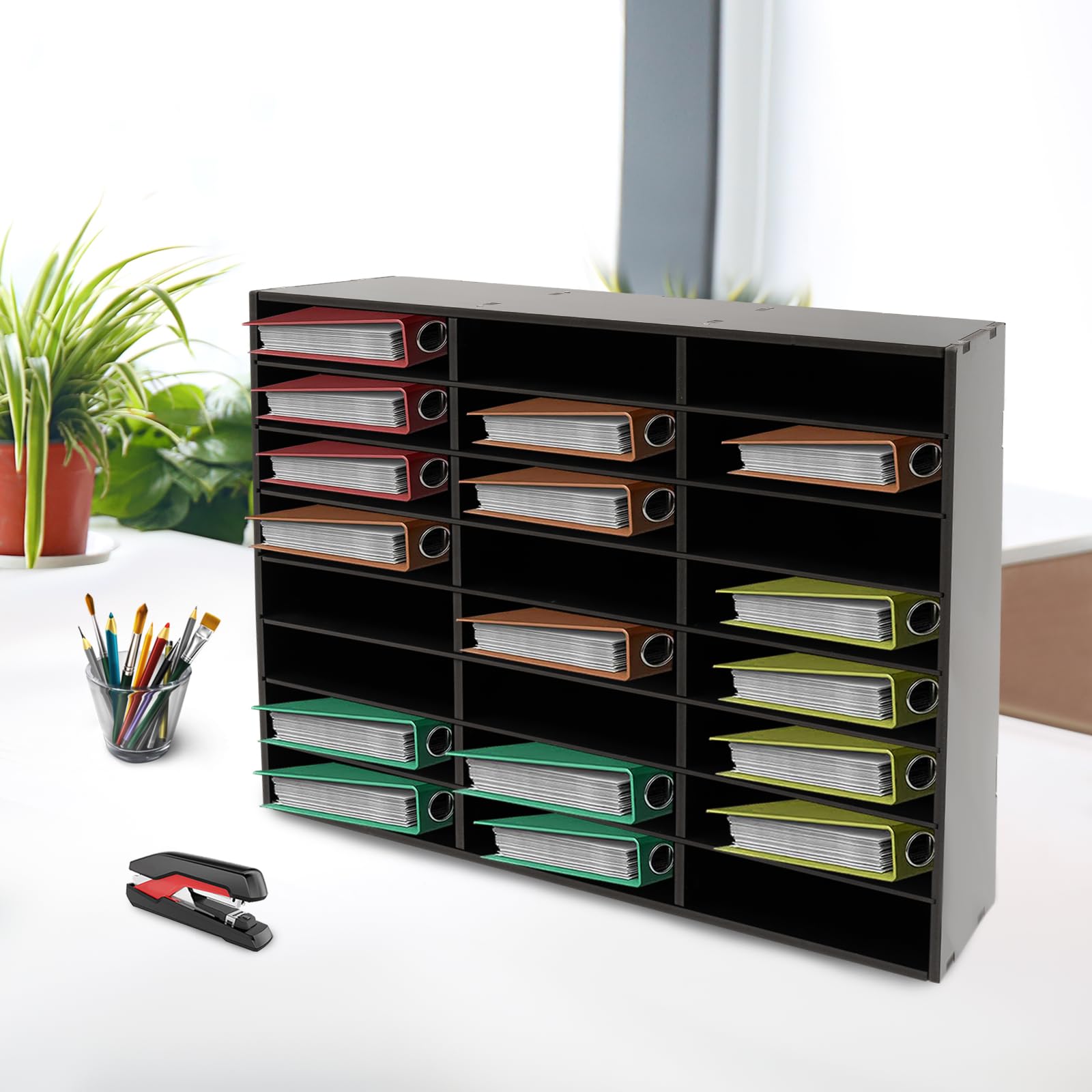 24 scomparti per lettere, portadocumenti, organizer per documenti, formato A4, portariviste, portata: 60 kg, per lavori scolastici, libri, riviste, documenti