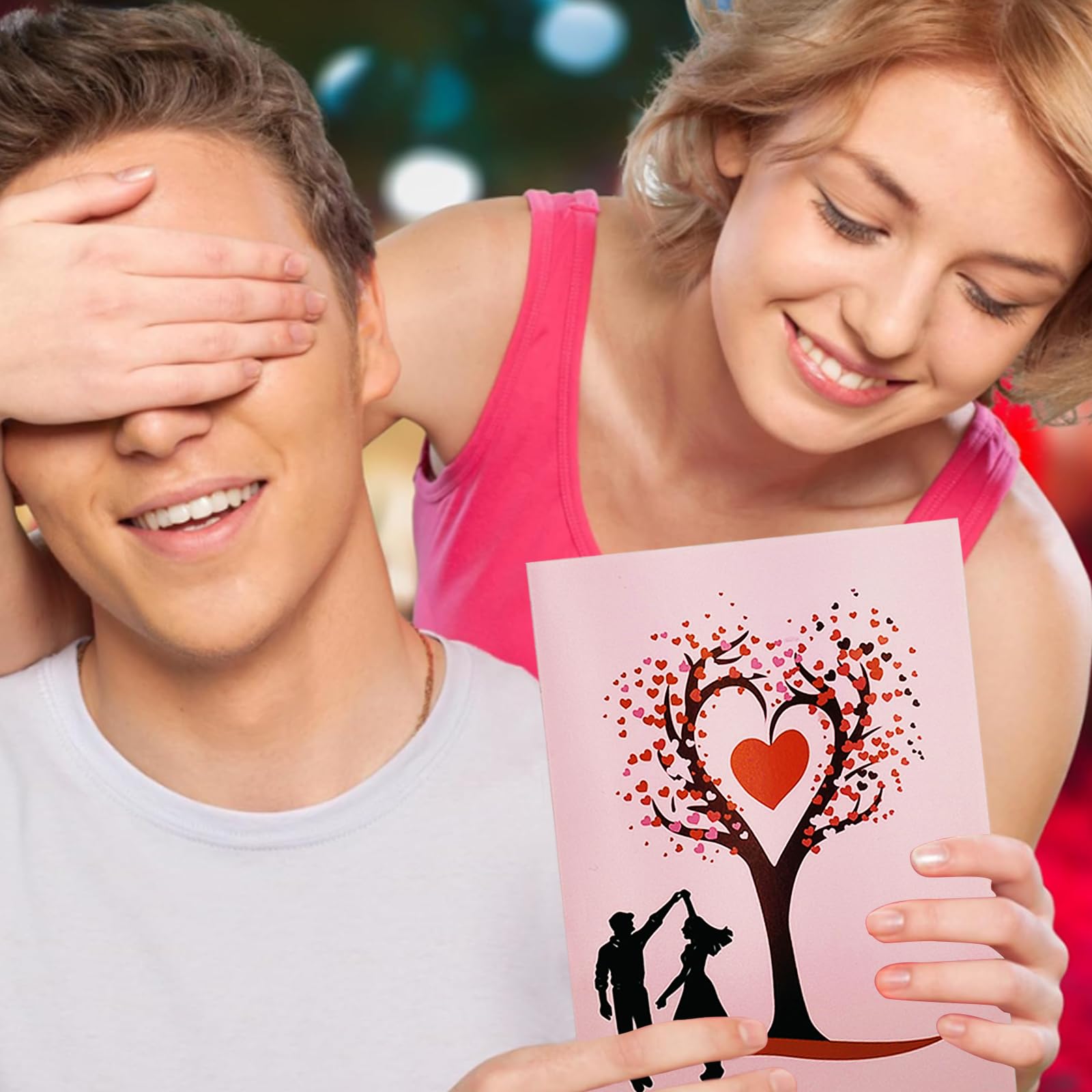 Tarjeta de aniversario 3D desplegable, tarjeta del día de San Valentín para ella, él, esposa, pareja, marido, boda, tarjetas de árbol de amor de 6 x 8 pulgadas, incluye sobre y etiqueta para