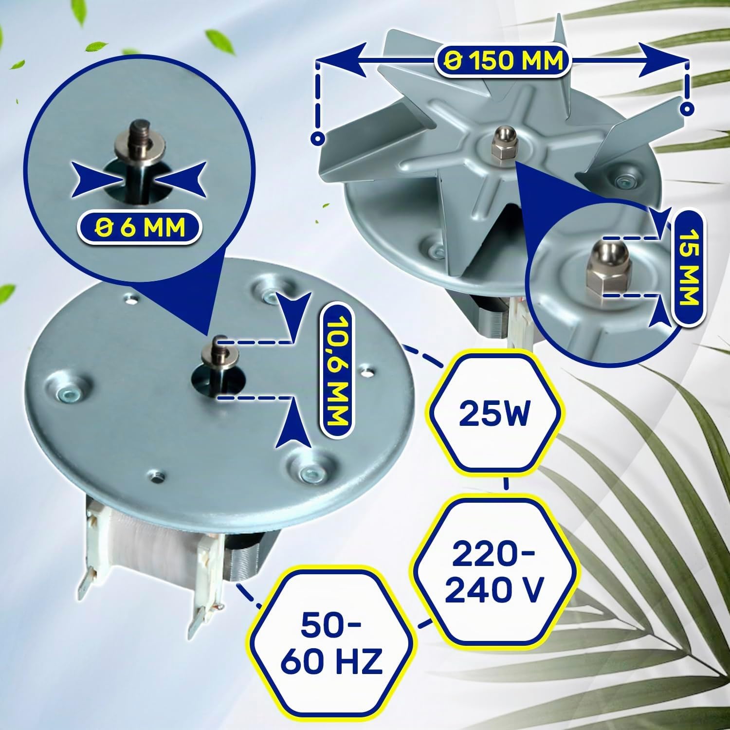 Motor Heißluftgebläse für Backofen 25W 220/240V 50/60Hz mit dem Originalcode C00230134 für Indesit für Hotpoint 482000062496 für Whirlpool - MADE IN EU - Garantie 10 Jahre - MONTERAL