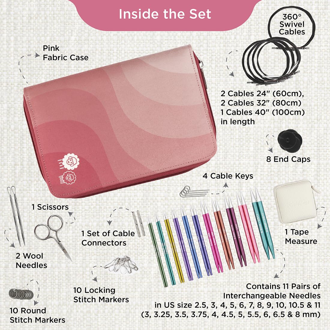 KnitPro Zing Regal Interchangeable Needle Set 5" (13cm), Multicolour - Image 2