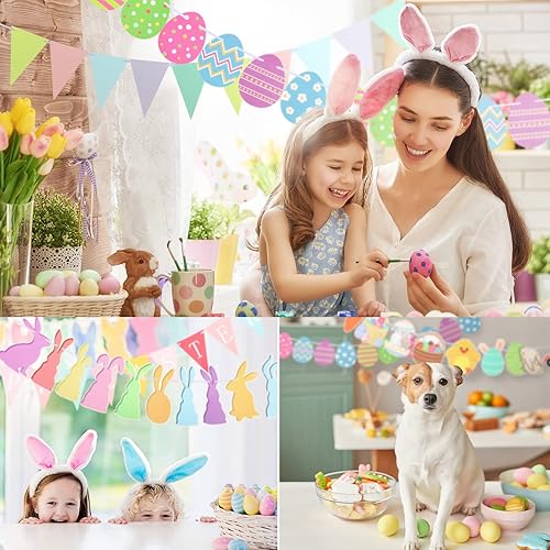 Miniatura 3 de Guirnalda de 5 piezas de pancarta de Pascua, guirnalda de huevos de Pascua, decoraciones de conejito de Pascua, decoración de conejito de Pascua,