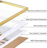 Vista 344 de Fun Memories Portarretratos de metal de 16 x 20 pulgadas con paspartú de 11 x 14 pulgadas, acabado de aluminio cepillado, parte delantera de vidrio