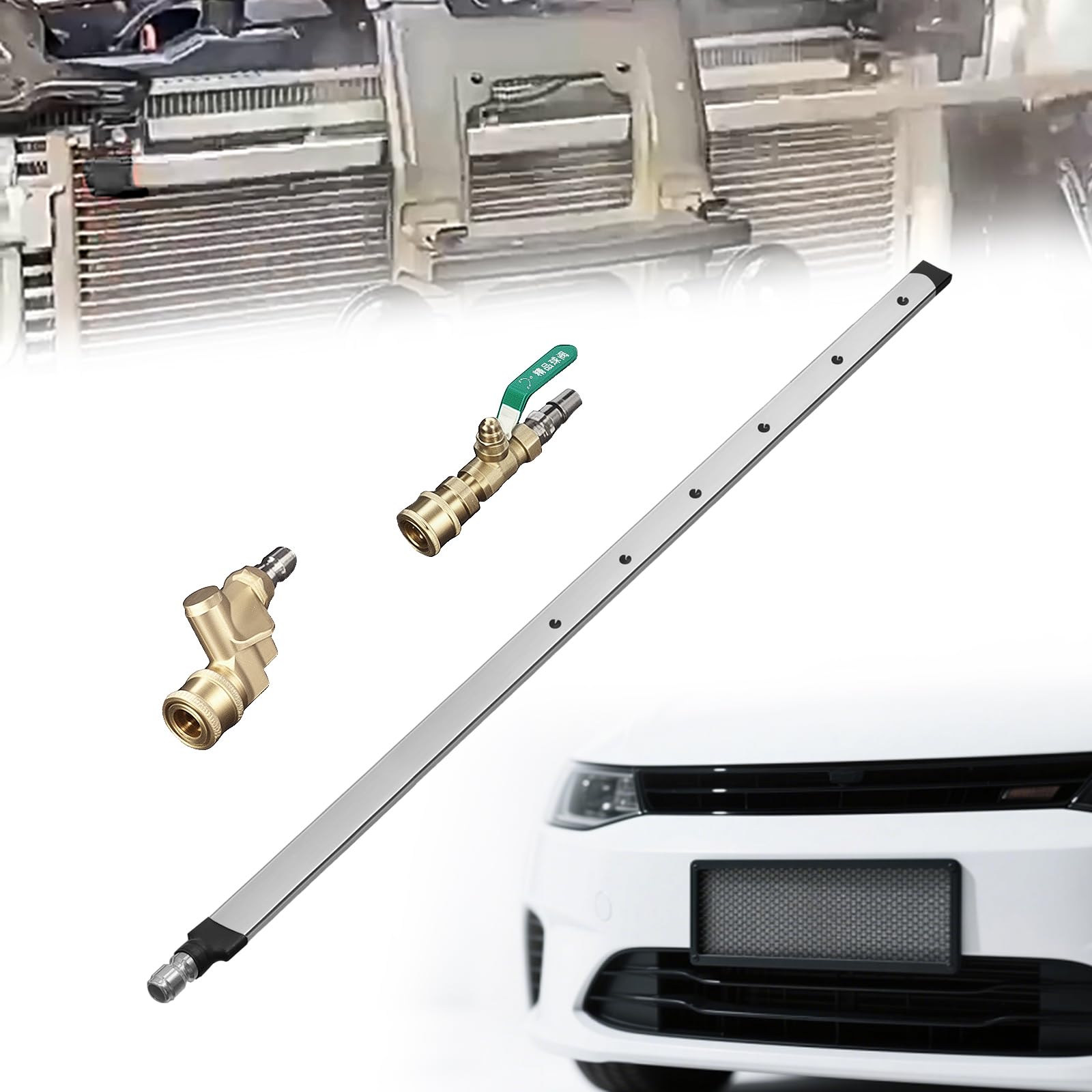 Portable Radiator Cleaning Wand – 60cm Stainless Steel Pressure Washer Tool With Air/Water Modes – Quick Connectors – For Car, Truck, RV, Harvester Radiators