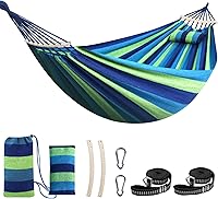 Vista 11 de Chihee - Hamaca de algodón grande y suave para acampar, transpirable, con capacidad de hasta 660 libras, portátil, con barra de separación