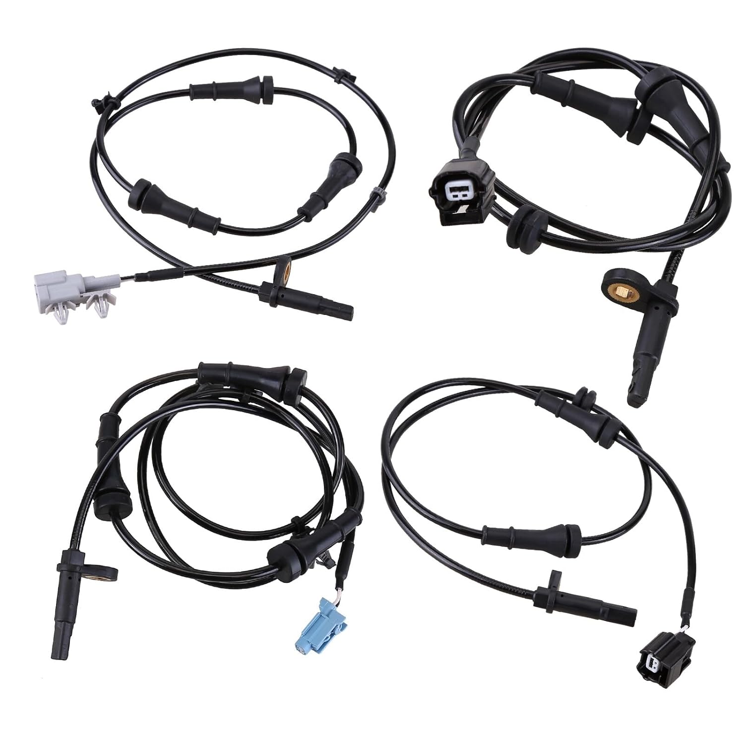 Front Rear Left & Right ABS Wheel Speed Sensor Set Compatible with 2012 2011 2010 2009 Nissan Murano ABS Sensor 4 Tires Driver Passenger Wheel Speed Sensor 47900-1AA0A 47901-1AA0A 47910-1AA0A