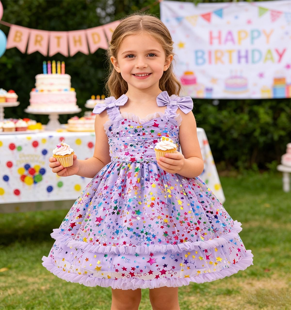Toddler Girls Birthday Dress Baby Girl Princess Dresses Rainbow Photo Shoot Party Outfit Causal Tutu Sundress 2-7Y