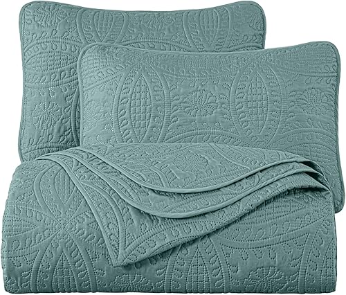 Vista 46 de Chezmoi Collection Austin - Juego de colcha tamaño Queen de 3 piezas Pinsonic acolchada de gran tamaño, tamaño Queen, terracota