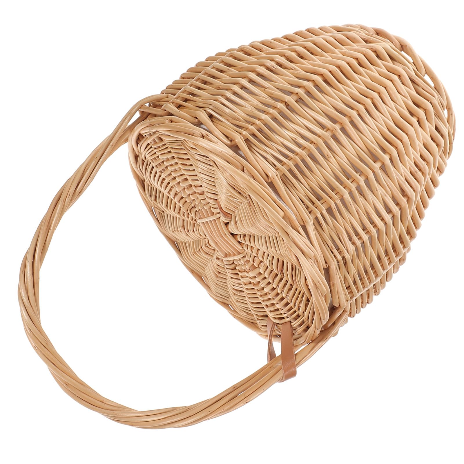 VOSAREA Bolso de Mano de Mimbre Tapa, Lazo y Estilo Bohemio, Cesta de Flores para Mujer, Bolsa de Playa para Fiestas y Decoración del Hogar Color Aleatorio
