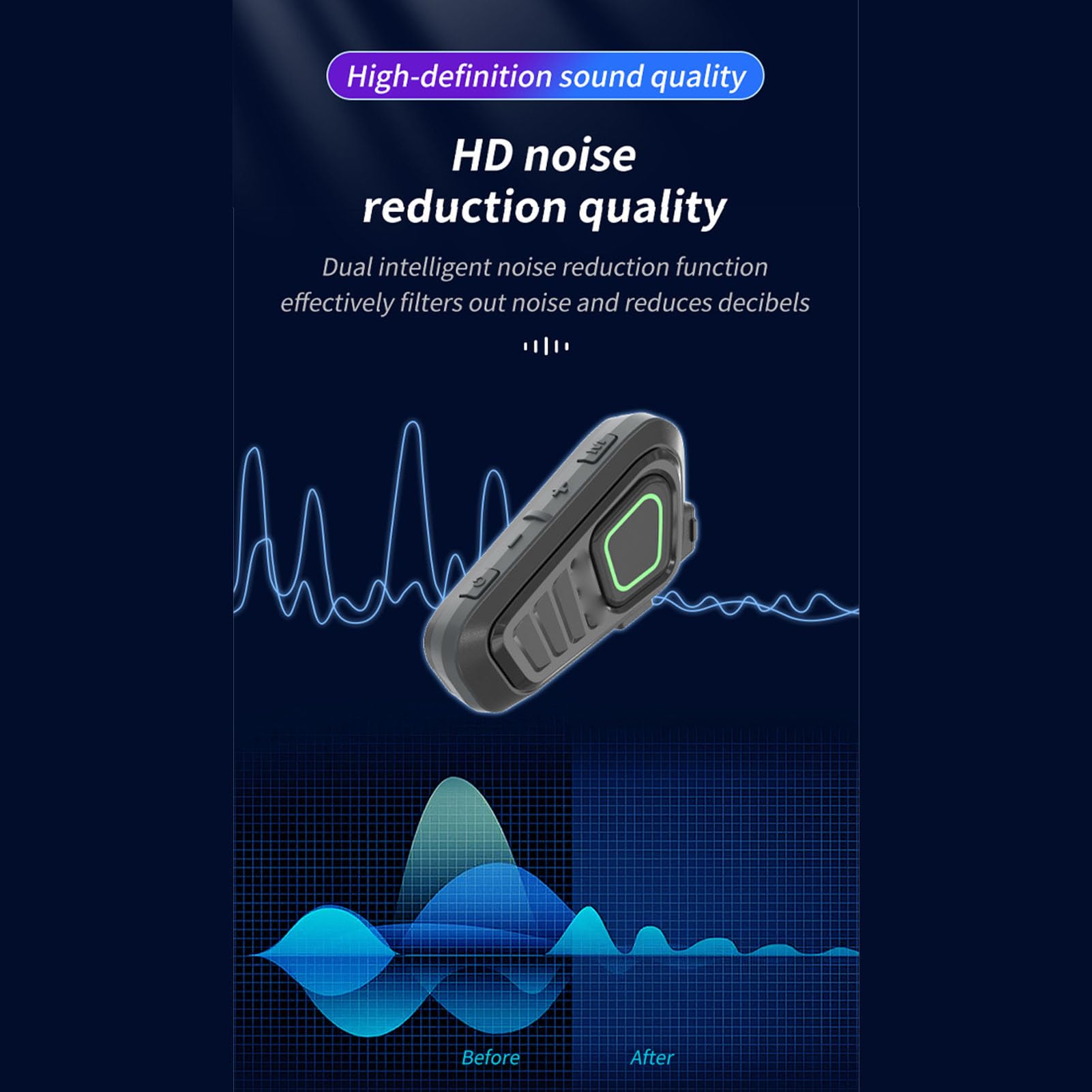 Jectse Interfono Bluetooth per Casco Moto Portata 10 Km Auricolare Bluetooth per Moto con Push to Talk Wireless IP67 Cancellazione Rumore Impermeabile Comunicazione di Squadra