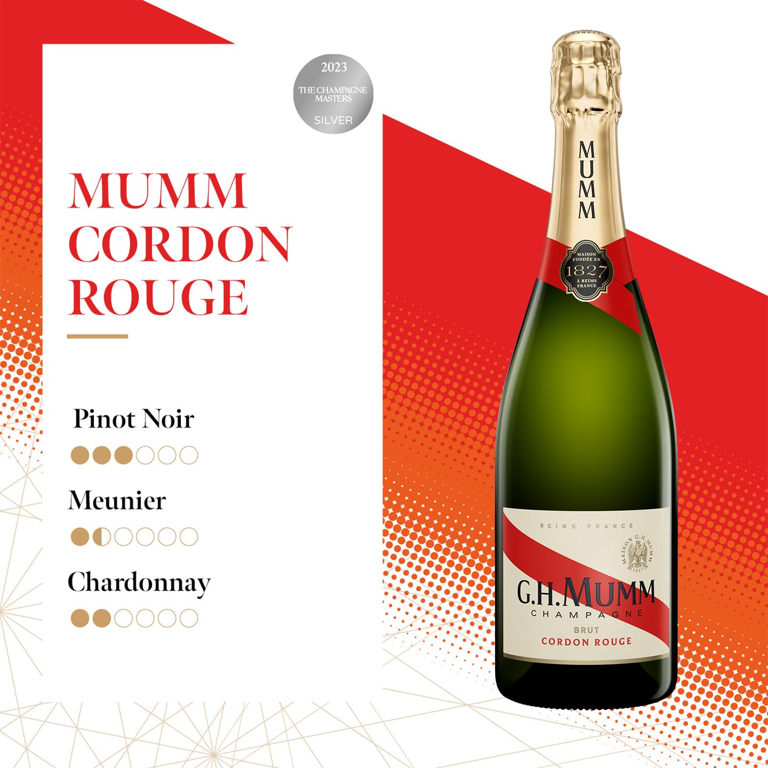 G.H, MUMM Champagne Cordon Rouge - 12,5%, 75cl avec étui
