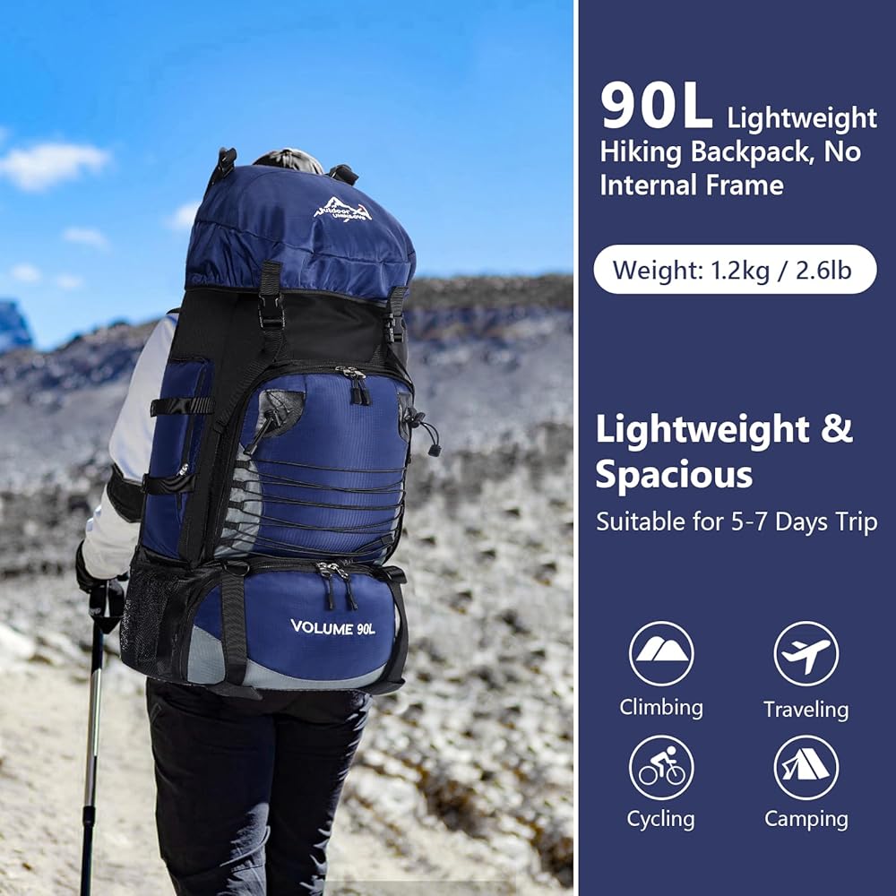 Sac à Dos De Voyage 90L Militaire étanche - Randonnée, Camping, Alpinisme