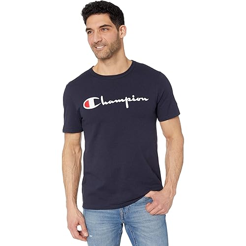 Champion Men's Heritage Cotton Tee, Crewneck Tee, Heavyweight Classic Cotton T-Shirt, Script