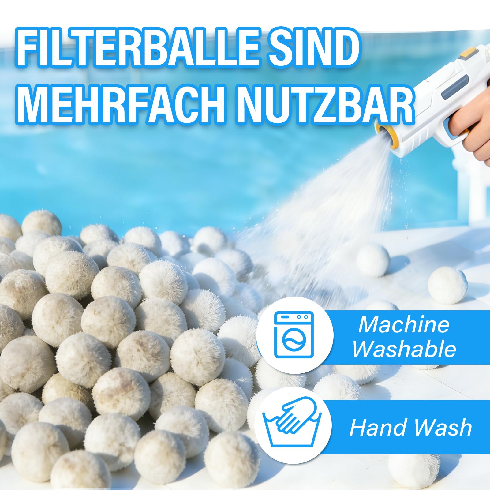 Bolas de filtro de piscina de 4 libras para bomba de filtro, medios de fibra reutilizables de alta densidad mejorados que reemplazan arena de filtro de 150 libras, filtración de larga duración para
