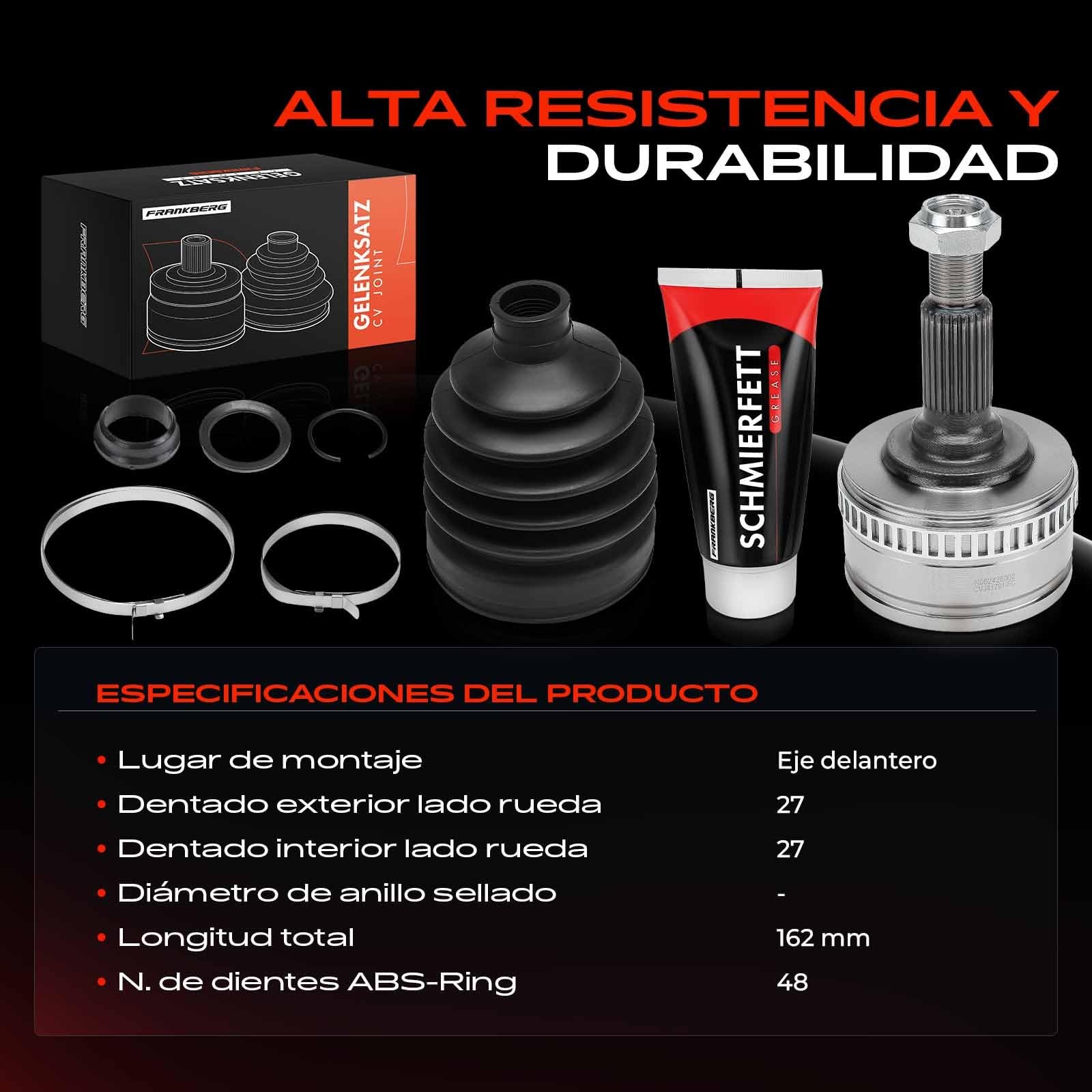 Frankberg Juego de juntas homocinéticas lado de la rueda eje delantero | Compatible con: Clase V 638/2, Furgoneta Vito W638