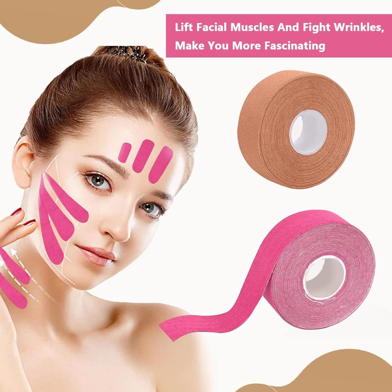 Face Lift Tape,3Pcs Cinta de estiramiento facial Facial Cinta de Levantamiento Facial Parches Antiarrugas Faciales Parches Antiarrugas Faciales para Reafirmar la Piel y Restaurar la Elasticidad